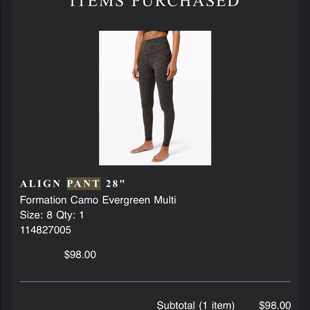 Lulu green formation camo align legging